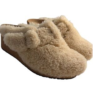 Birkenstock Papillio Fanny Teddy Shearling Wedge Clogs Euro Size 39